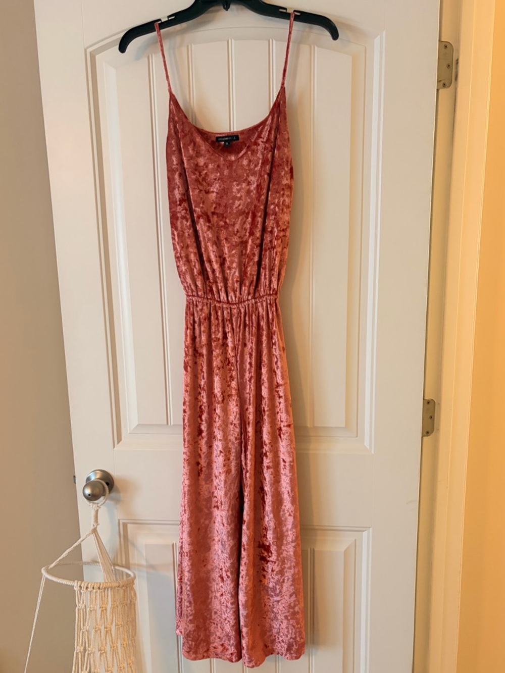 Crushed Velvet Spaghetti-Strap Jumpsuit